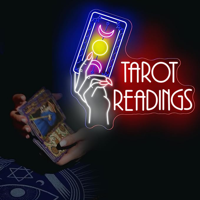 Tarot Readings Neon Sign, Astrology Tarot Sign, Tarot Cards Reading, Psychic Tarot Light, Fortune Teller Sign for Tarot Hall Card Studio Bedroom Shop Decoration Girls Room Gaming Room Party
