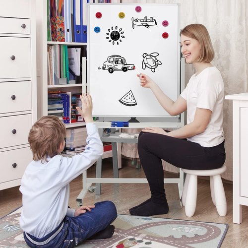 Max-officoo Mobile Dry Erase Whiteboard - Double-Sided, Flip-Over Design | 40" x 28" on Wheels