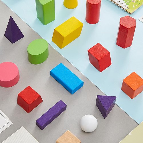 Deekin 36 Pcs 3D Geometric Shapes - Engaging Math Manipulatives for Montessori Learning