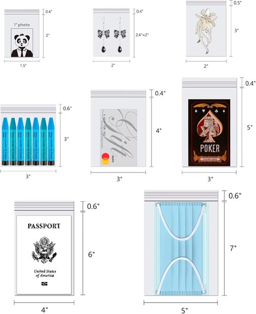 Skiennix 500pcs Plastic Jewelry Bags - Clear Reclosable Zipper Baggies for Crafts & Snacks | 3" x 3" Size