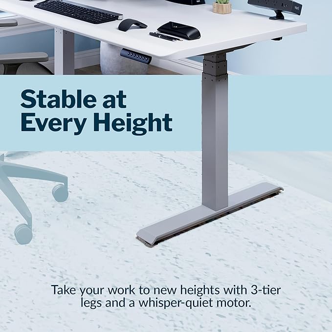 Vari ComfortEdge 48x30 Inch Electric Standing Desk – Height Adjustable Sit Stand VariDesk with Memory Presets, Sloped Edge, 220 LB Capacity + Tool-Free Assembly (White)