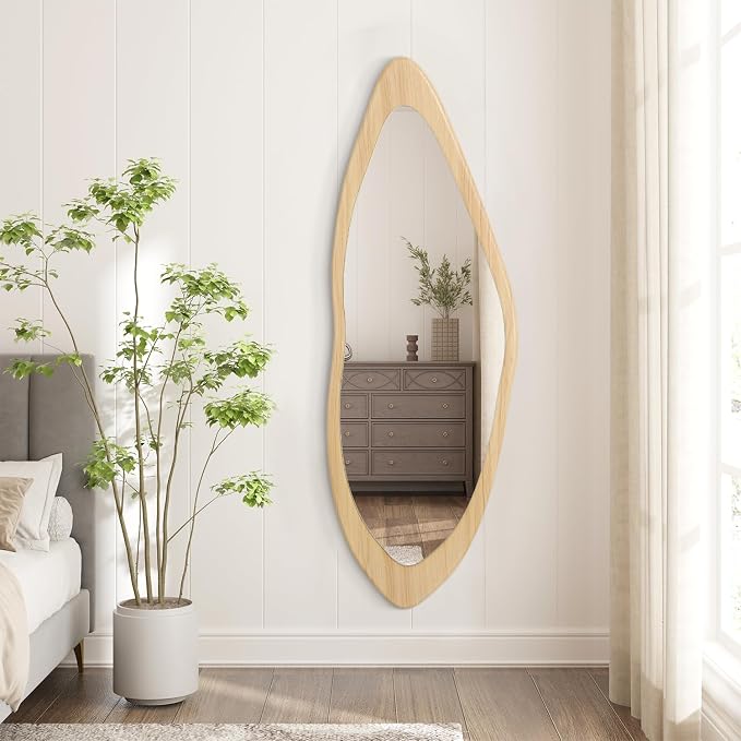 AAZZKANG Asymmetrical Large Mirrors 47"x16" Rustic Irregular Full Length Mirror Decorative Wall Mounted for Bedroom Living Room Hallway