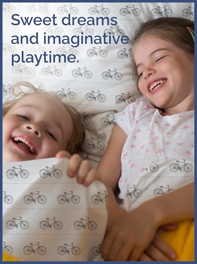 Kids Bikes Full 4 Piece Sheet Set - Boys, Girls, Teens, Toddler - Easy Fit, Deep Pockets - Breathable, Hotel Quality Bedding Sheets - Machine Washable - Wrinkle Free - Cute, Cozy & Soft - CGK Linens
