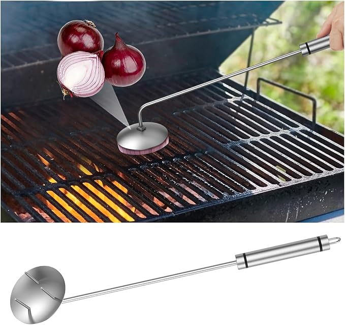 Onion Holder Grill Brush, BBQ Grill Brush Bristle Free for Outdoor Grill, Grill Cleaning Brush Tools for Blackstone Charcoal Grills Gas Grills, Grill Cleaner Brush BBQ Grill Accessories