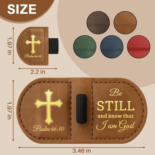 Bygone Mark | Personalized Magnetic Leather Bookmark with Pen Holder - Inspirational Bible Verse (Brown, Philippians 4:13)