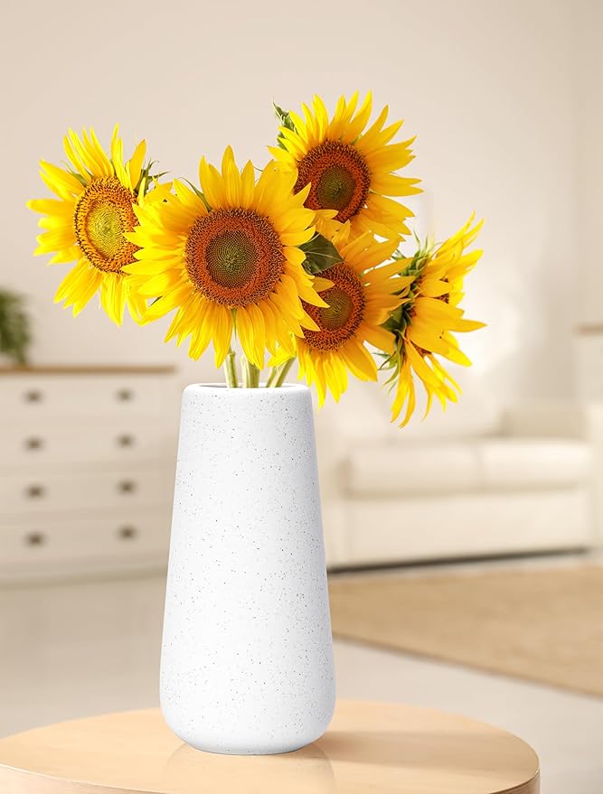 D'vine Dev 8 Inch Ceramic Flower Vase Textured Finishing, Minimalist Design for Kitchen, Bedroom, Living Room, Centerpieces, Office, Speckled Porcelain, VS-XH-G-1