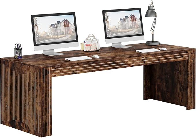 Tribesigns 79-Inch Extra Long Desk, Two Person Double Desk for Home Office, Wooden Long Computer Desk Writing Table for Office, Vintage Brown