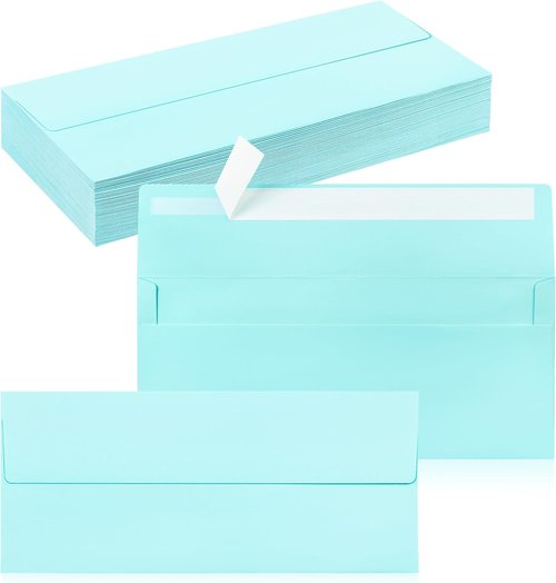 Light Blue Self-Seal Business Envelopes by [Brand Name] - 50 Pack for Secure Mailing | 4 1/8 x 9 1/2 Inches