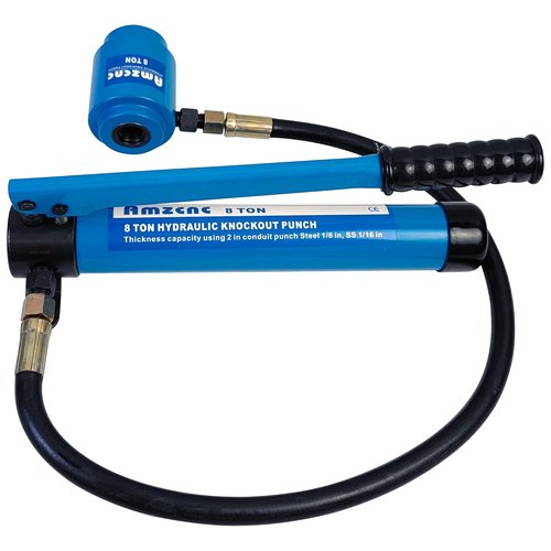 AMZCNC Hydraulic Knockout Punch Set - Electrical Conduit Hole Cutter Tool Kit | 1/2" to 2" Alloy Steel