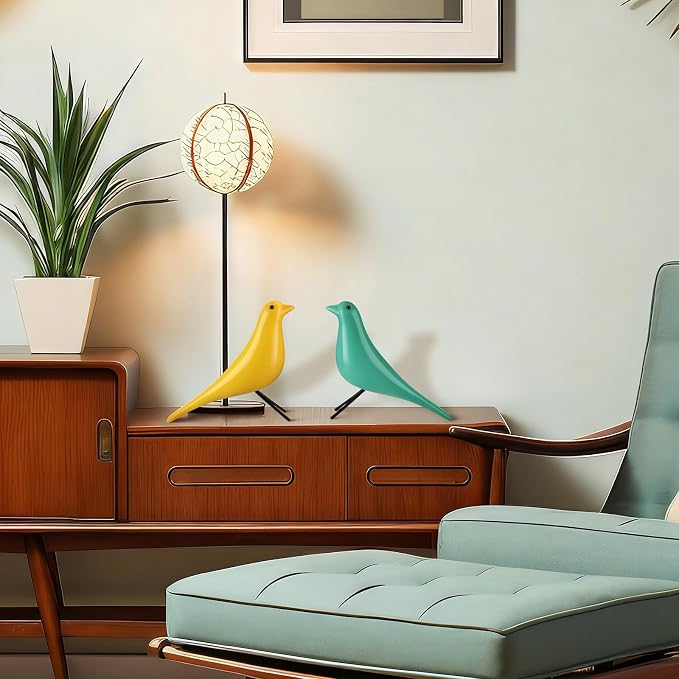 AceOrbit 3 Pcs Mid Century Modern Decor Medieval Table Decor Large Ceramic Birds Orange Blue and Yellow Ceramic Birds for Home Office Table Desktop Bookshelf Mantelpiece Shelf Centerpiece