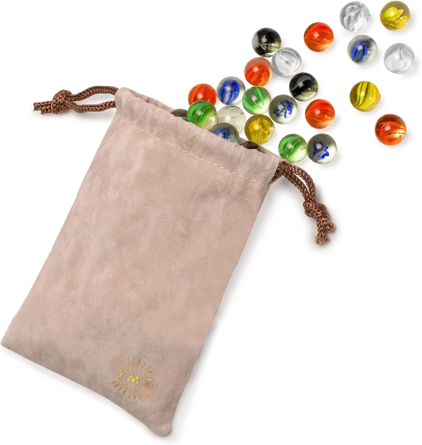 Yellow Mountain Imports Translucent Chinese Checkers Glass Marbles - 60 Pieces, 14mm Petal Design