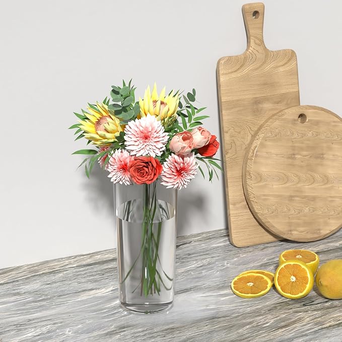 Clear Acrylic Cylinder Vase, Tall Plastic Vase for Centerpieces, 6 Packs