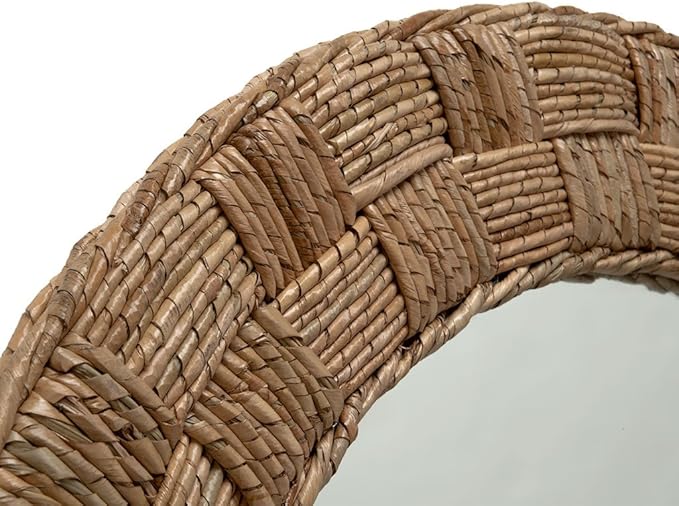 KOUBOO Round Rope Wall Mirror, Chequered, Beige/Natural