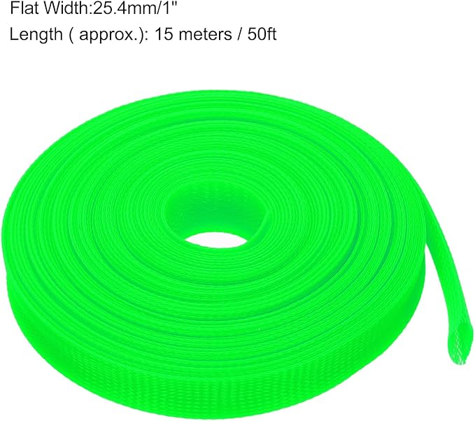 uxcell Expandable Sleeving, 1-inch 50ft Cable Sleeve, Green