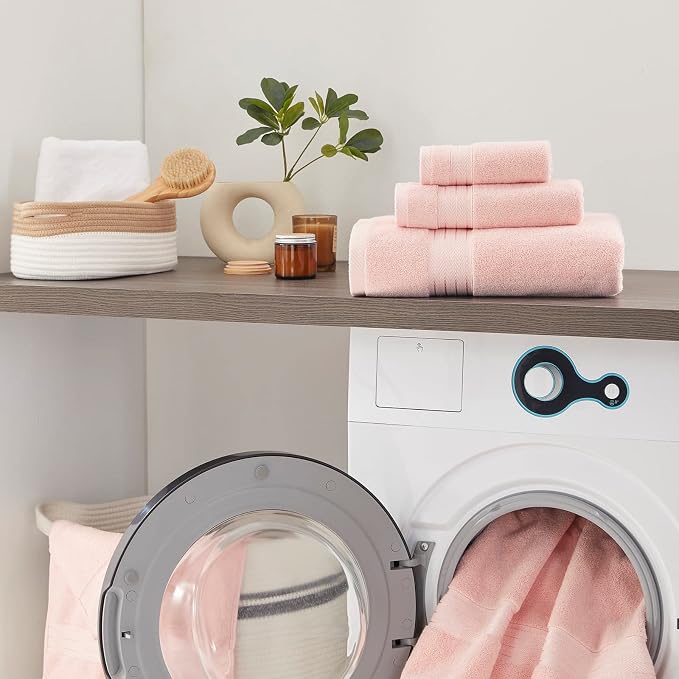 COZYART Pink Bathroom Towels Set, 100% Turkish Cotton Bath Towel Sets of 3 for Bathroom, Super Soft Highly Absorbent, 650 GSM Luxury Set with 1 Bath Towel, 1 Hand Towel, 1 Washcloths