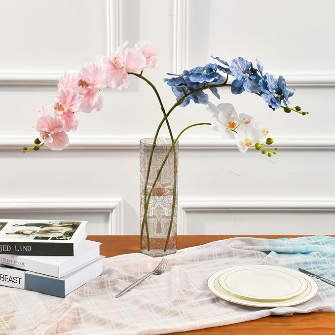Vase Plastic Vase Elegant Cylinder Flower Vase Shatterproof Decorative Centerpiece for Home Table Office Weddings Events (11.8 x 3.9 in)