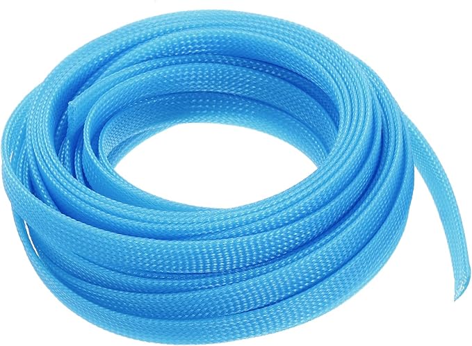 uxcell PET Expandable Sleeving 25ft 3/8" Sky Blue Cable Management Sleeve Cord Organizer for Wrap Protect Cable