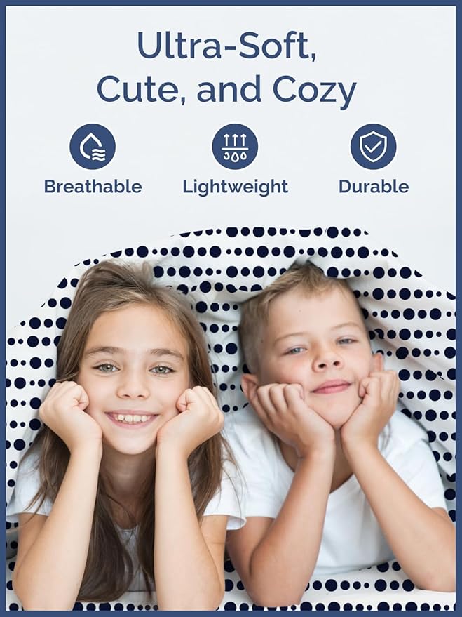 Kids Blue Dots Twin 3 Piece Sheet Set - Boys, Girls, Teens, Toddler - Easy Fit Deep Pockets - Breathable, Hotel Quality Bedding Sheets - Machine Washable - Wrinkle Free - Cute, Cozy, Soft - CGK Linens