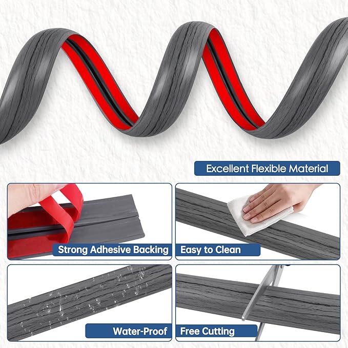 Floor Cord Cover for Wires on Floor Self Adhesive Cord Hider Floor Cable Management Wire Covers for Cords Protector Prevent Cable Trips Cord Cavity W 0.51" x H 0.31", Deep Gray Wood, 20Ft