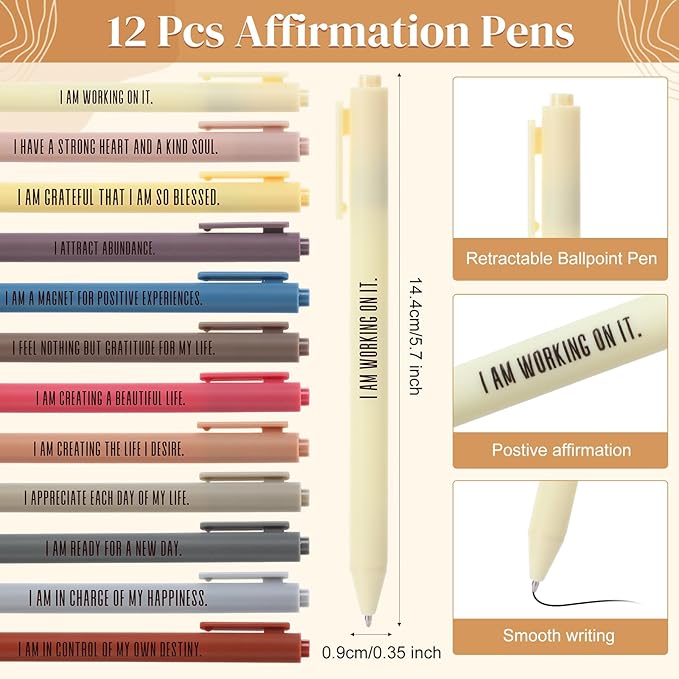 Kosiz 24 Pcs/12 Set Positive Affirmation Gifts Gratitude Spiral Notebooks with Pens Motivational Encouragement Notepads Daily Affirmations Journal for Women Valentine Galentine Gifts (Rainbow)