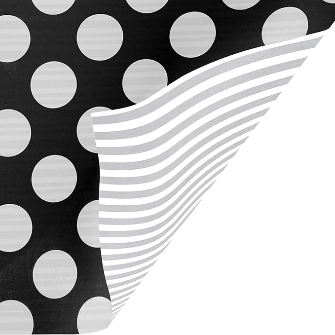 Jillson Roberts Bulk Gift Wrapping Paper, Two-Sided Black & Silver, 1/2 Ream 417' x 30"