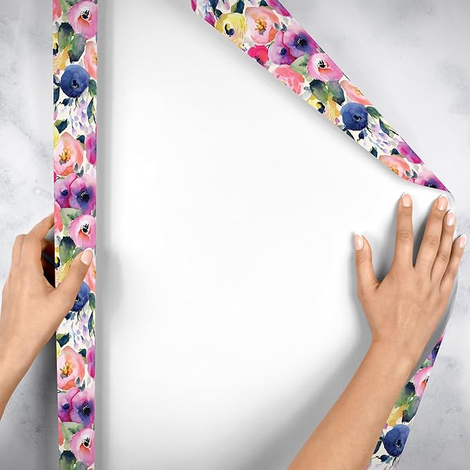 Jillson Roberts Gift Wrap, Watercolor Flowers (8 Rolls 5 feet x 30 inches)