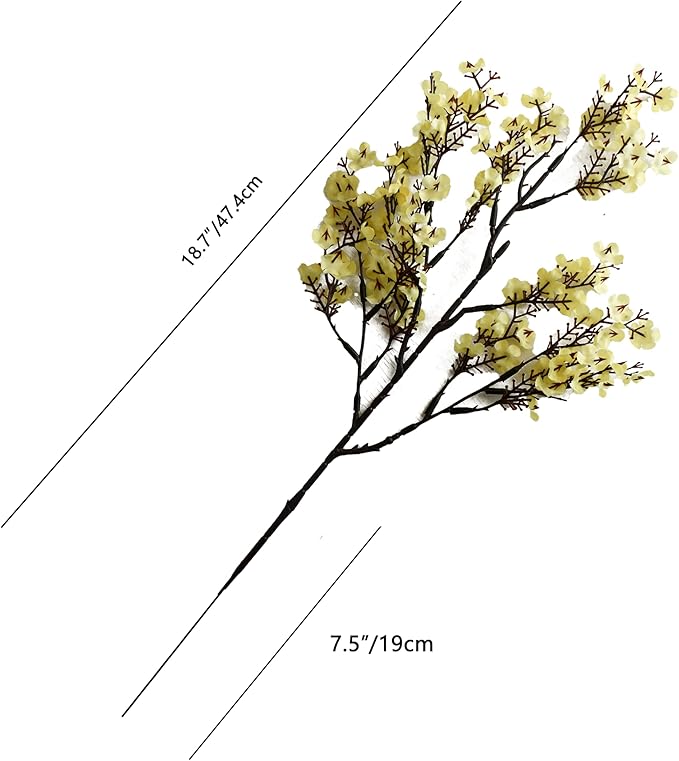Mandy's Light Yellow Artificial Baby’s Breath European Flowers 6 Bundles Silk Gypsophila with Bendable Stems for Fall Thanksgiving & Christmas Centerpiece Wedding Decor and Table Arrangements