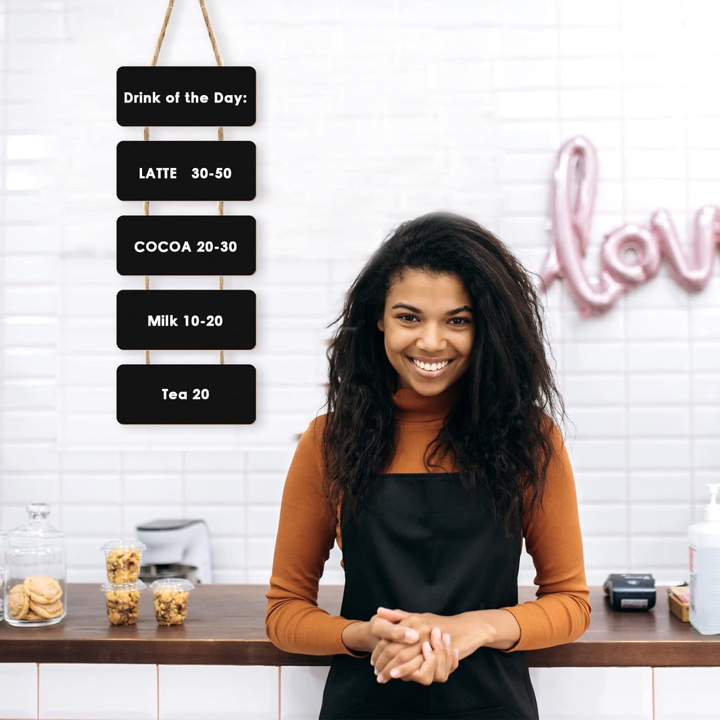 Skiennix Double-Sided Hanging Chalkboard Sign - Rustic Wooden Erasable Message Board | Perfect for Weddings, Bars, and Kitchens