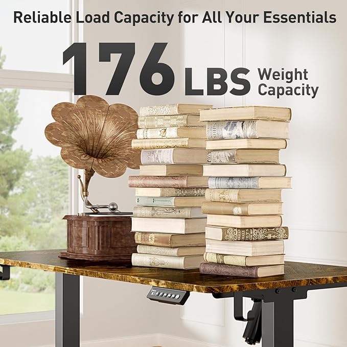 48 x 24 Inch Electric Standing Desk Adjustable Height, Sit Stand Desk, Stand up Desk for Home Office, Computer Workstation (Spliced Desktop,Rustic Brown)