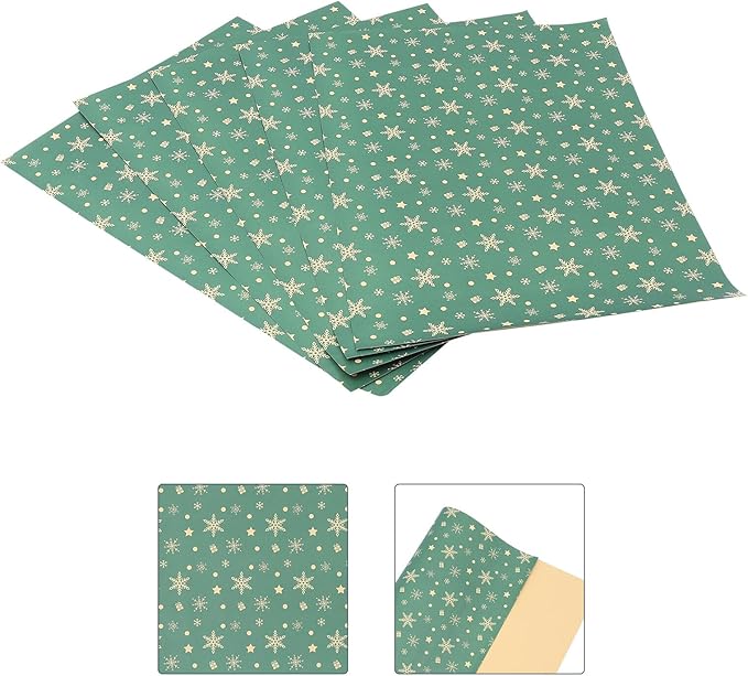 GALPADA 5pcs Vintage Christmas Wrapping Paper Kraft DIY Present Packaging for Bouquet Seasonal Festival Celebration