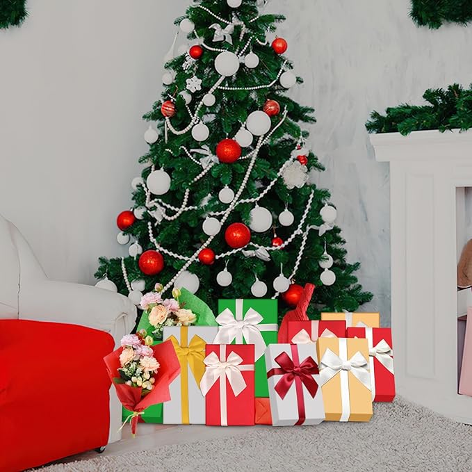 NEBURORA 100 Sheets Christmas Tissue Paper Red Green Silver Golden Gift Wrapping Tissue Paper for Holiday Gift Crafts Bags and Party Decorations
