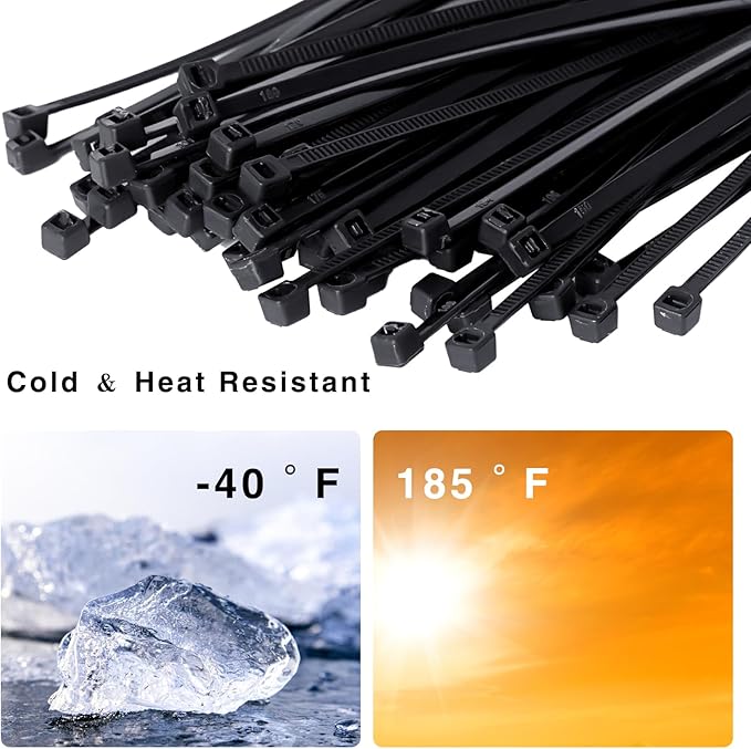 Zip Ties 12 inch, 1000 Pack Black Zip Ties, Self-Locking Nylon Cable Ties with 50 lb Tensile Strength,Wire Ties for indoor and outdoor use.