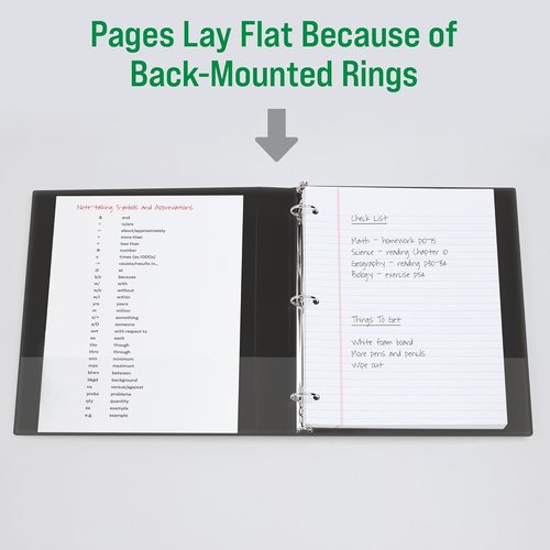 Office Essentials 3-Ring Binders - 2" Round Rings, 375-Sheet Capacity, Black | 4-Pack