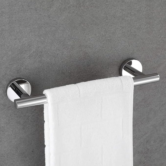USHOWER Polished Chrome Hand Towel Bar, 9-Inch Towel Racks for Bathroom Wall-Mounted, SUS304 Stainless Steel Towel Rod (Total Length 11-Inch)