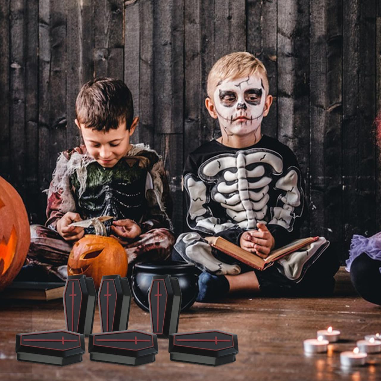 Skiennix Halloween Coffin Box - 10 Mini Black Caskets for Candy & Jewelry Party Favors