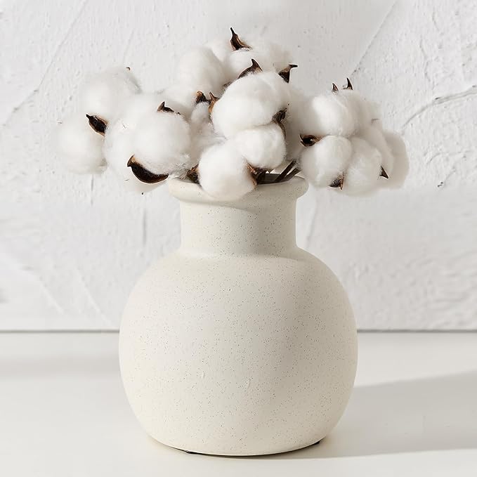 SIDUCAL Spotted Ceramic Modern Vase, 5.8 Inch Rustic Farmhouse Decorative Boho Terracotta Vase for Home Decor, Table, Living Room, Wedding, Shelf Decor, Mantel, Speckled White