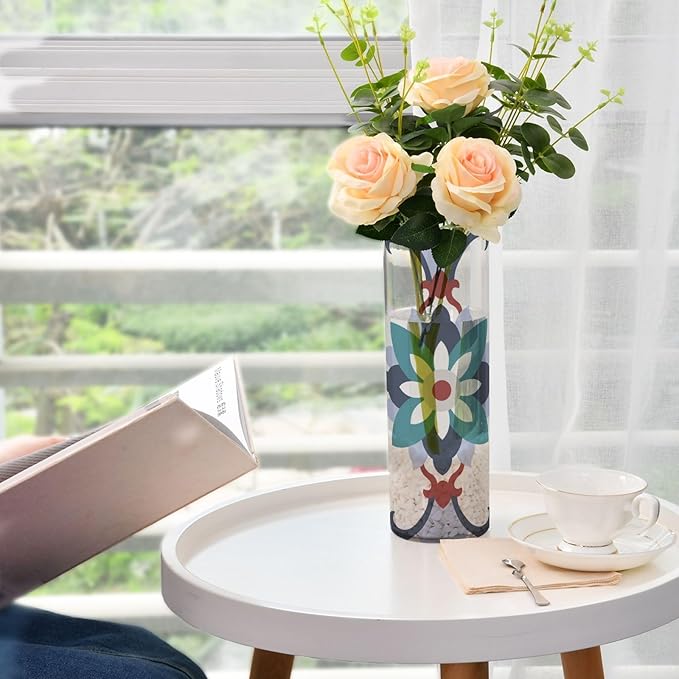 Vase Plastic Vase Elegant Cylinder Flower Vase Shatterproof Decorative Centerpiece for Home Table Office Weddings Events (11.8 x 3.9 in)