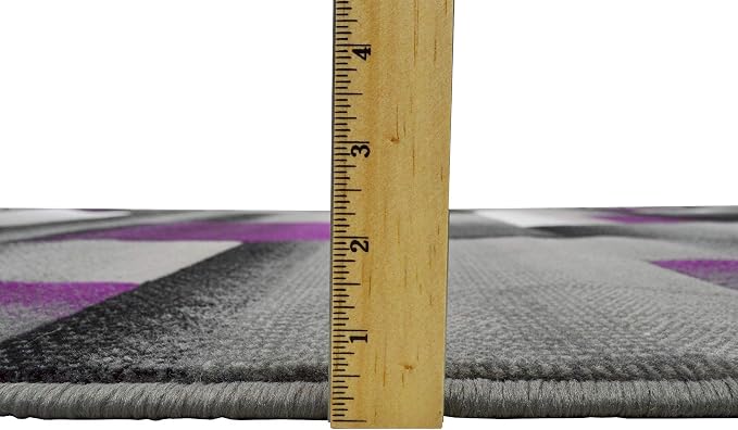 HR 8’ x 10’ Rug in Purple - Premium Quality Purple/Black/Gray Abstract Geometric Modern Squares Pattern Area Rug - Contemporary Styling for Living Room, Bedroom - Unique Home Decor