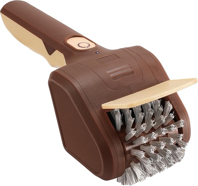Lrly BBQ Grill Brush for Outdoor Grill, Cordless Electric Grill Cleaner, Rechargeable Grill Cleaning Stainless Steel Brush, Grill Scraper, BBQ Accessories Brown