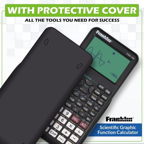 Franklin Scientific Graphing Calculator - 3 Operating Modes, 20 Built-In Graphs | Ideal for All Levels, White