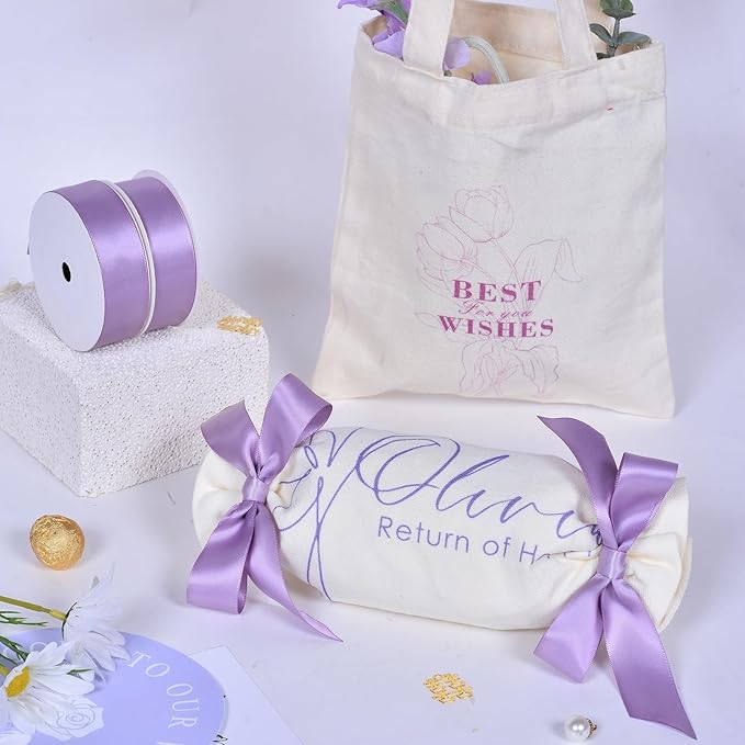 YAMA Light Purple Double Faced Satin Ribbon 1 Inch 25 Yards Lavender Ribbon for Crafts Bows Flower Bouquet Wedding Home Decor Gift Wrapping