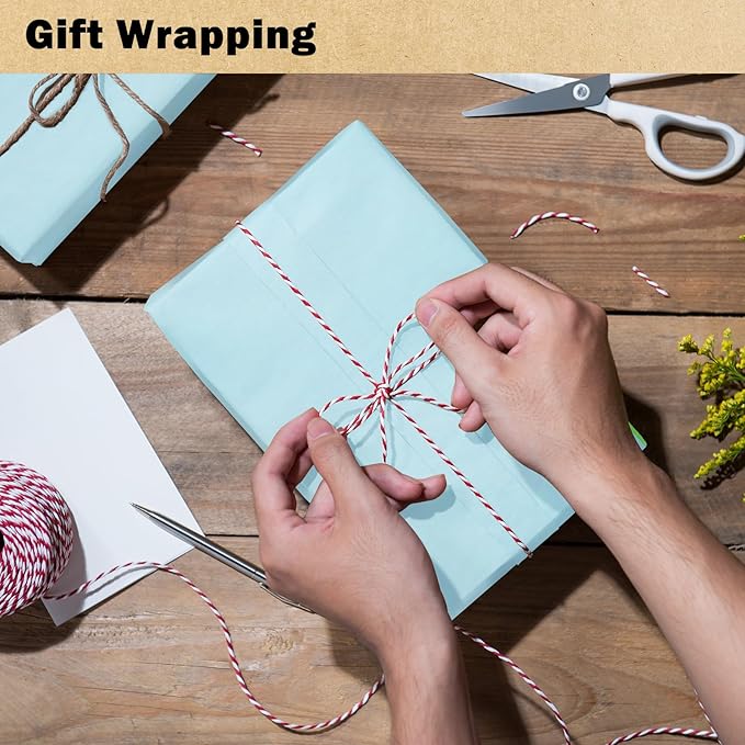 RUSPEPA Light Blue Kraft Wrapping Paper Roll, 17.5"x 393"(32.8'), Recyclable Blue Art Gift Wrap Paper for Birthday Gift Wrapping, Table Covering, DIY Crafting, Baby Shower Bouquet Flower, 80GSM