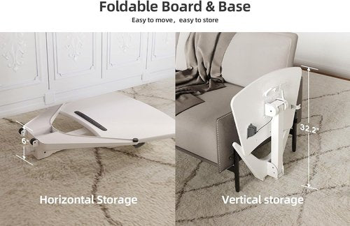 Claiks Mobile Standing Desk - Portable Rolling Workstation with Pneumatic Height Adjustment | White