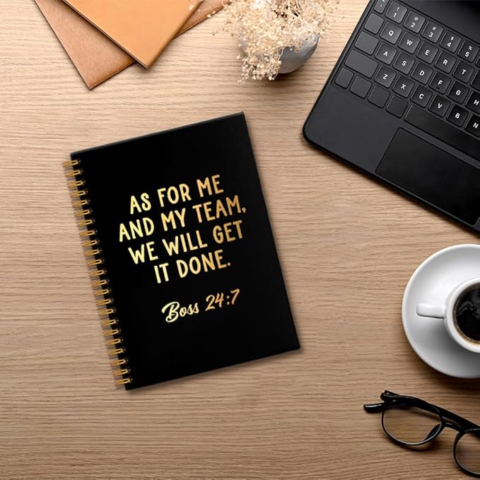 Msticey As For Me And My Team We Will Get It Done 160 Blank Pages Gold Foil Hardcover Spiral Notebook, Appreciation Gifts for Women Manager Supervisor Leader Coworker Colleague, Funny Boss Day Gifts
