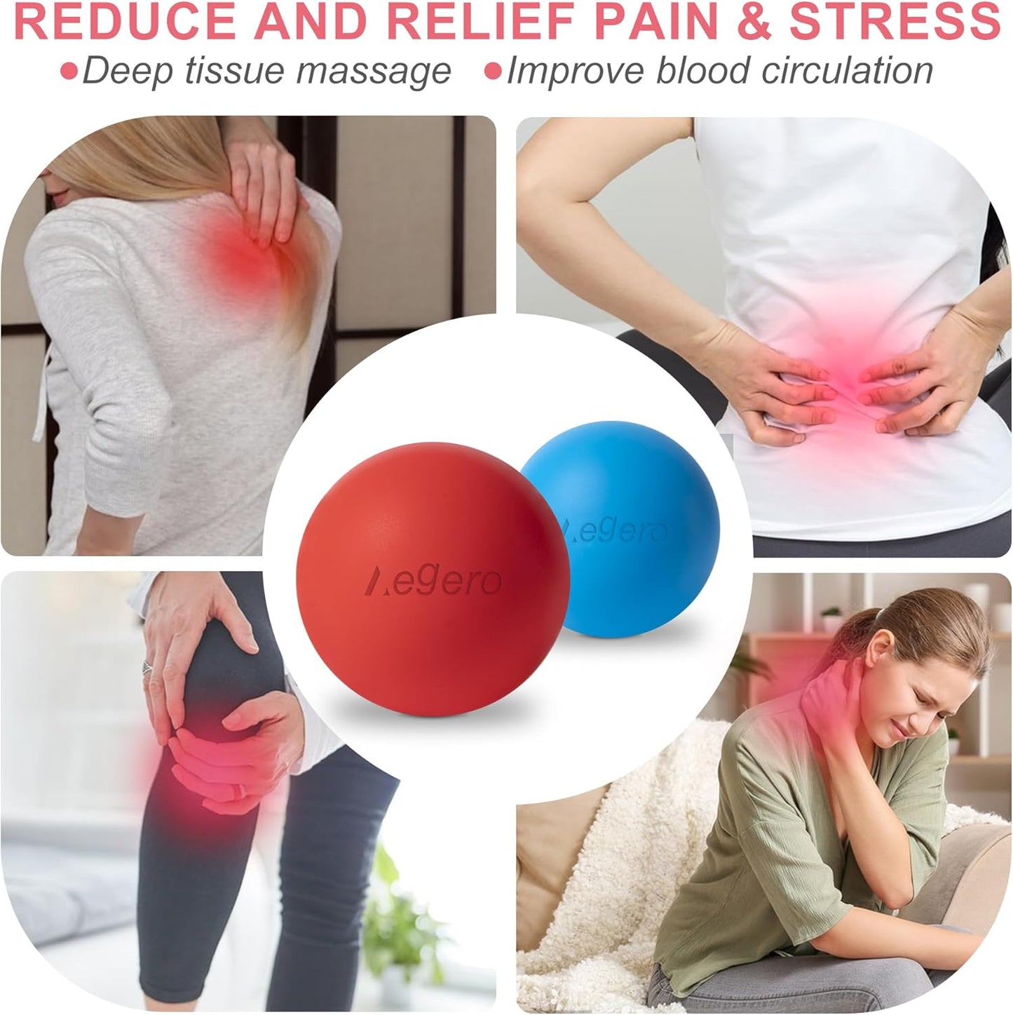 Skiennix Massage Lacrosse Balls - Myofascial Release & Deep Tissue Therapy | 2-Pack in Orange & Grey