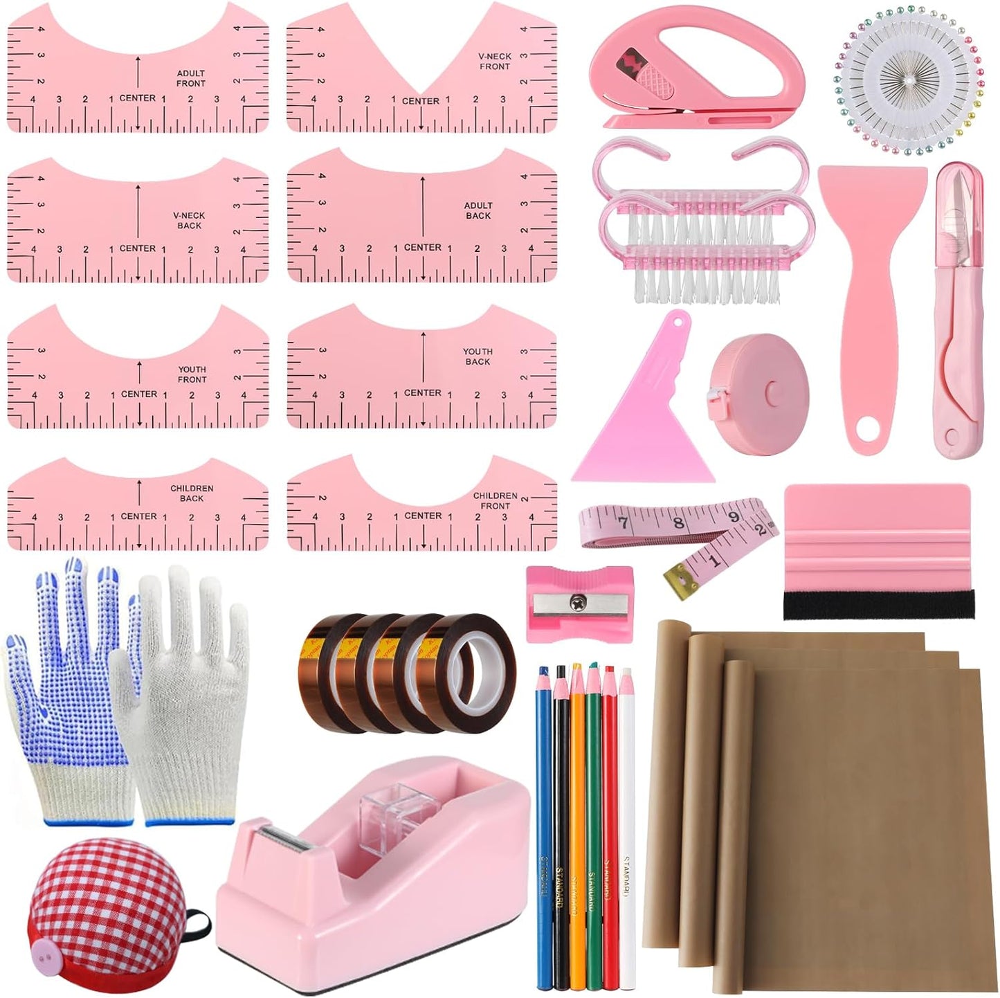 XEUZK Sublimation Shirt Kit - Complete 8T Ruler Set, Teflon Sheets, Gloves & Tape | 12x16in