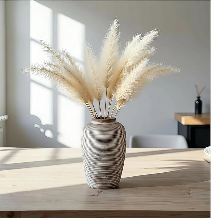 Large Ceramic Vase, 10.24 inch Minimalist Vase for Home Decor, Handmade Farmhouse Flower Vase for Table Centerpiece, Wedding, Living Room, Kitchen Decoration, Shelf Decor (Rust)