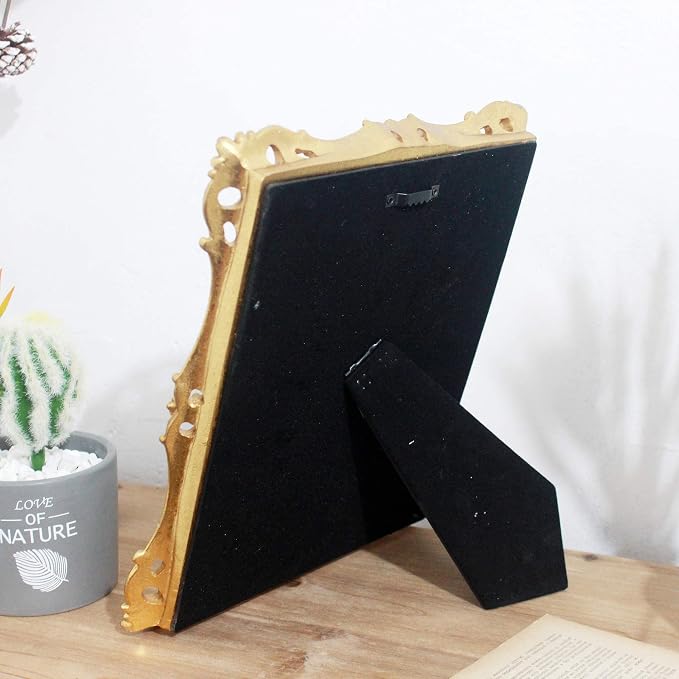 Funerom Vintage 11 x 9.5 inch Decorative Mirror, Wall Mounted & Tabletop Makeup Mirror ，Square Antique Gold