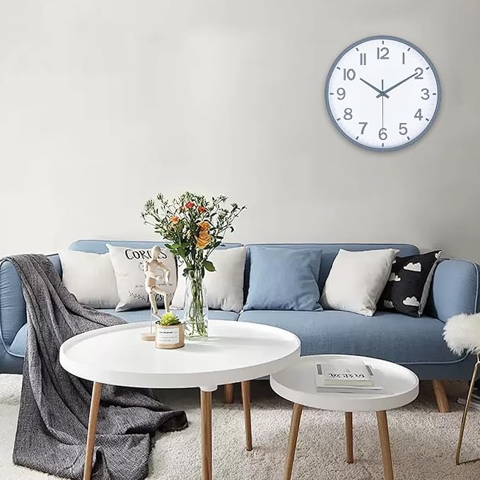 Wall Clocks Battery Operated 10 inch Modern Wall Clock,Silent Non Ticking Wall Clock for Living Room Bedroom Kitchen Office Classroom Decor (Texture Gray White)