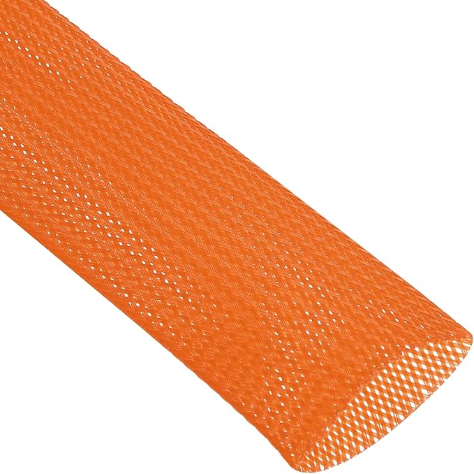 uxcell Expandable Sleeving, 1 1/2-inch 25ft Cable Sleeve, Orange